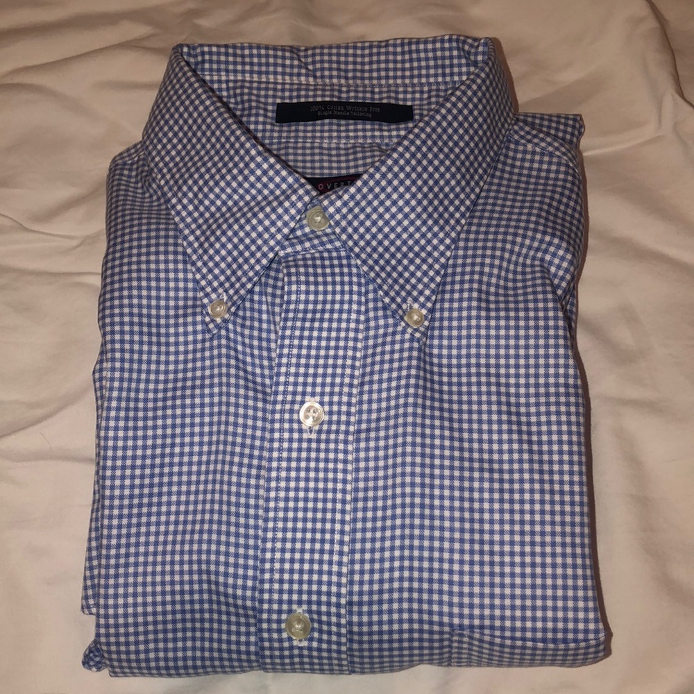 Men’s Blue and White Gingham Overton Shirt